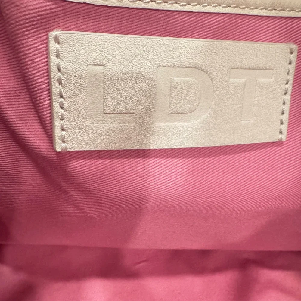 LDT Lily Tote Bag White Nappa Leather Pink Inside Preloved 18x12x5 Slouchy$298 - Picture 6 of 16